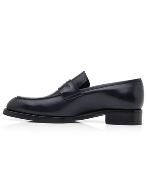 Calfskin Leather Penny Loafer in Midnight Blue
