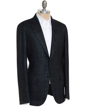 Dark Green and Black Cashmere Blend Plaid Plume Sportcoat