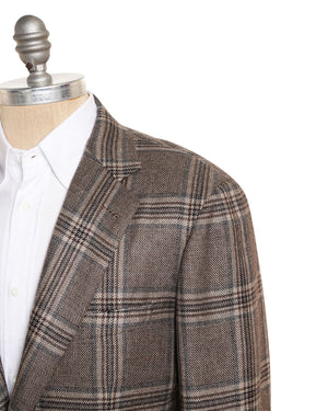Graphite and Brown Cashmere Plaid Plume Sportcoat