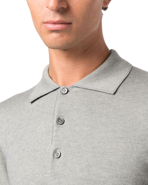 Long Sleeve Cotton Blend Polo in Flannel
