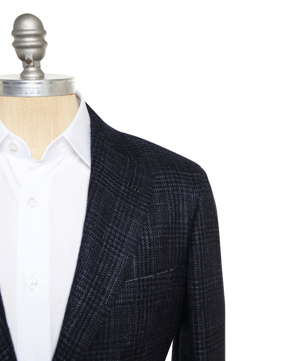 Midnight Blue and Navy Cashmere Blend Knit Plaid Sportcoat