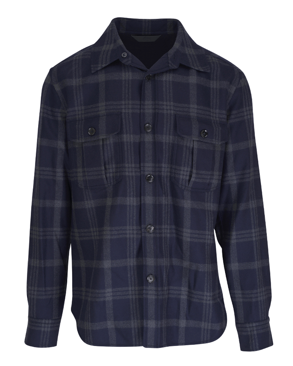 Navy Blue Plaid Overshirt