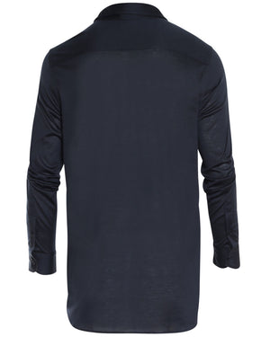 Navy Silk Blend Jersey Sportshirt