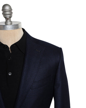 Navy and Black Cashmere Blend Plaid Sportcoat