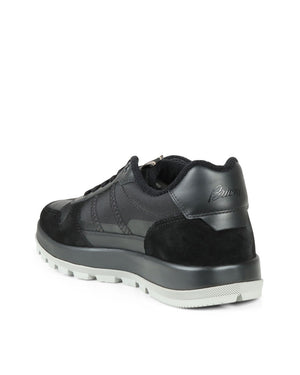 Nylon Tech and Leather Sneaker in Black