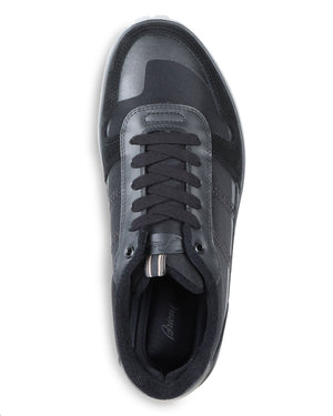 Nylon Tech and Leather Sneaker in Black