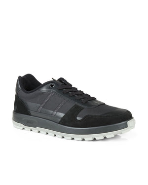 Nylon Tech and Leather Sneaker in Black