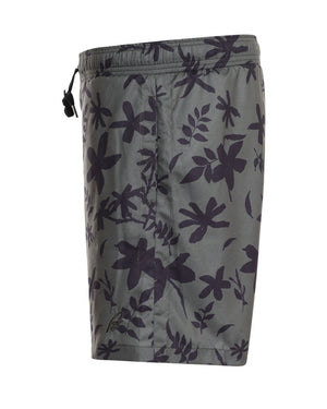 Olive and Black Floral Print Swim Short