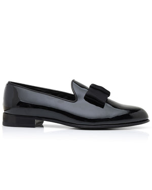 Patent Leather Formal Loafer with Bow Tie in Black