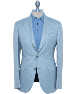 Pearl Grey and Light Blue Cashmere Blend Sportcoat