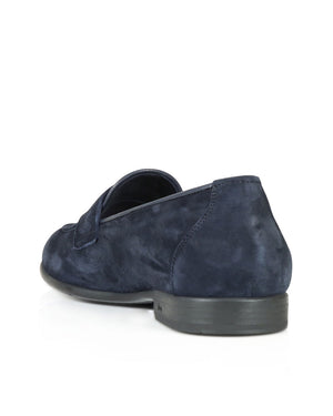 Suede Penny Loafer in Midnight Blue