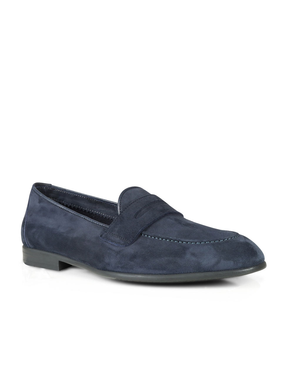 Suede Penny Loafer in Midnight Blue