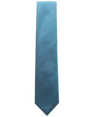 Teal and Midnight Micro Patterned Striped Tie
