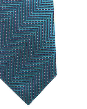Midnight and navy blue stripes with sky blue micro motif jacquard silk tie