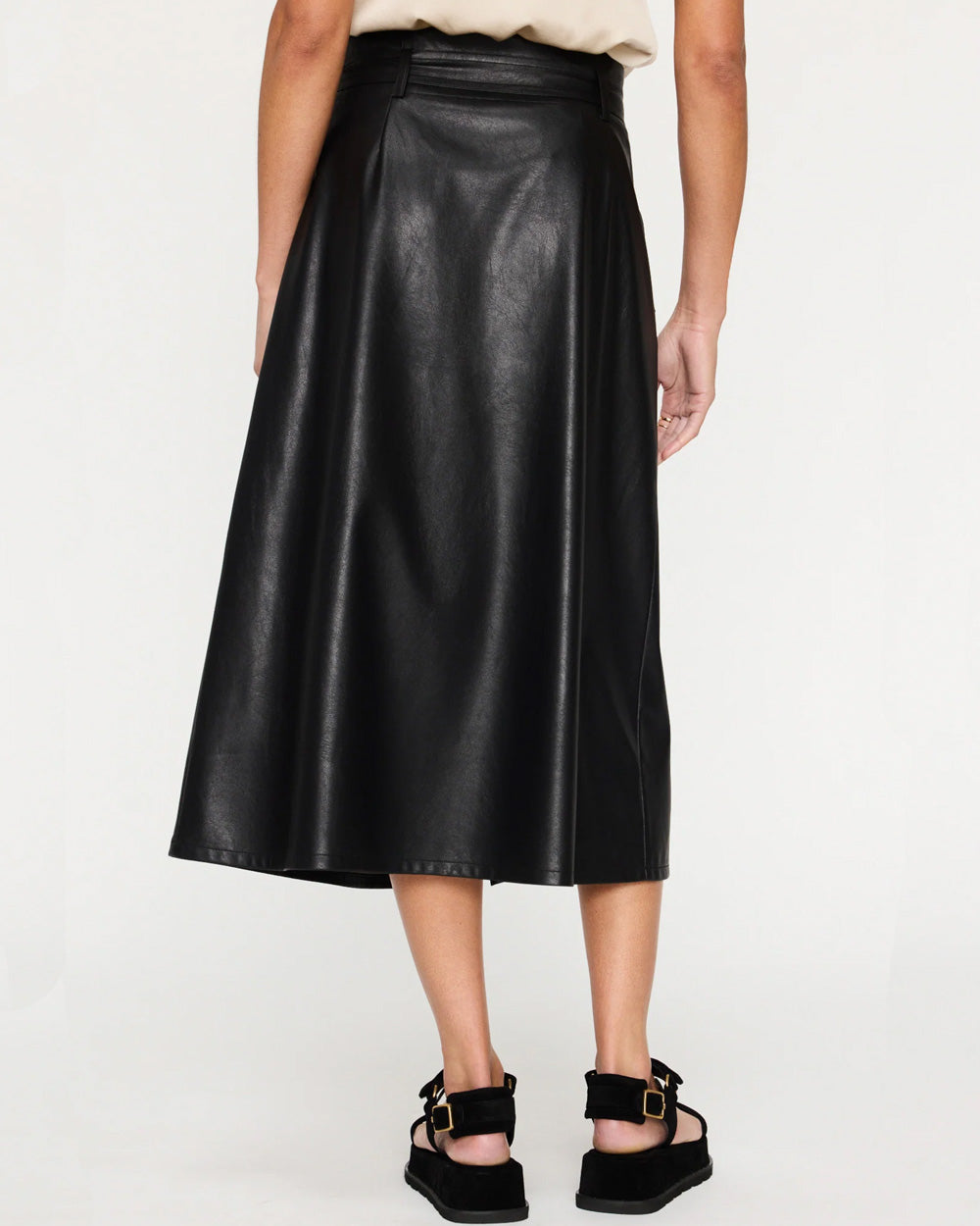 Black Onyx Vegan Leather Teagan Belted Skirt