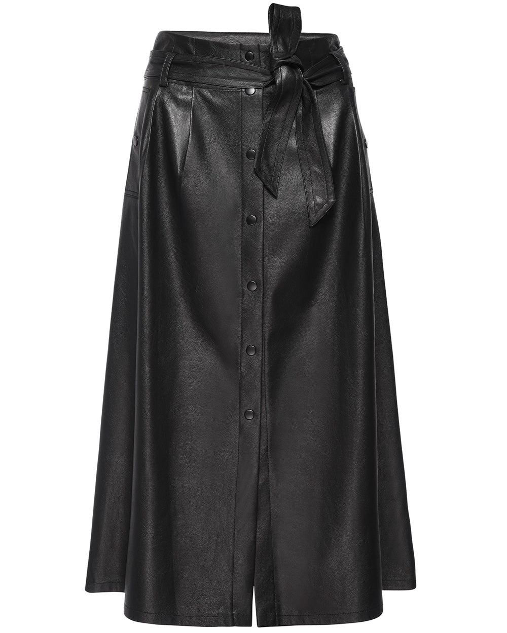 Black Onyx Vegan Leather Teagan Belted Skirt