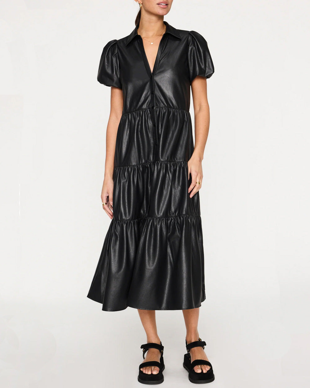 Black Vegan Leather Havana Dress