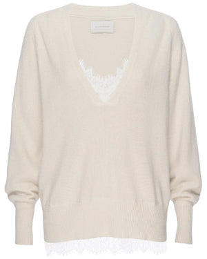 Ivory Lace Layered Vee Pullover