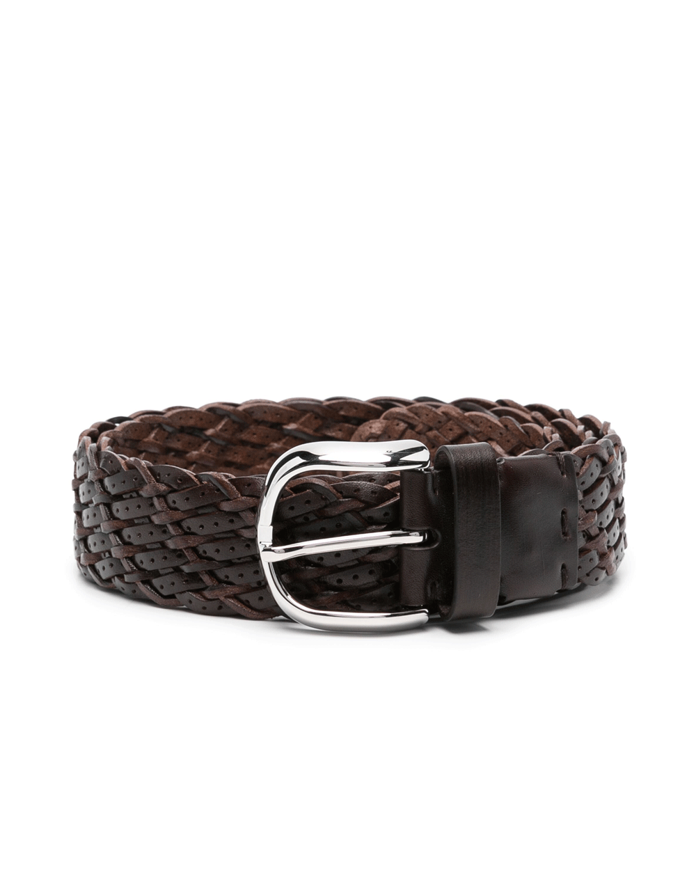 Interwoven Leather Belt in Dark Brown