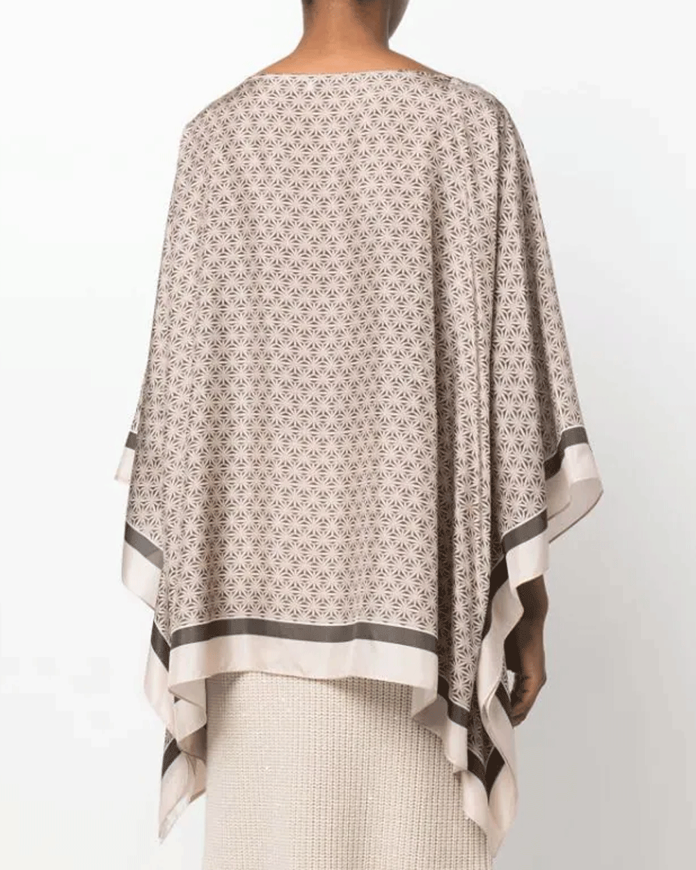 Anthracite Silk Floral Poncho
