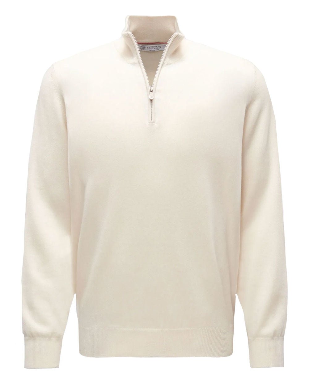 Beige Cashmere Quarter Zip Sweater