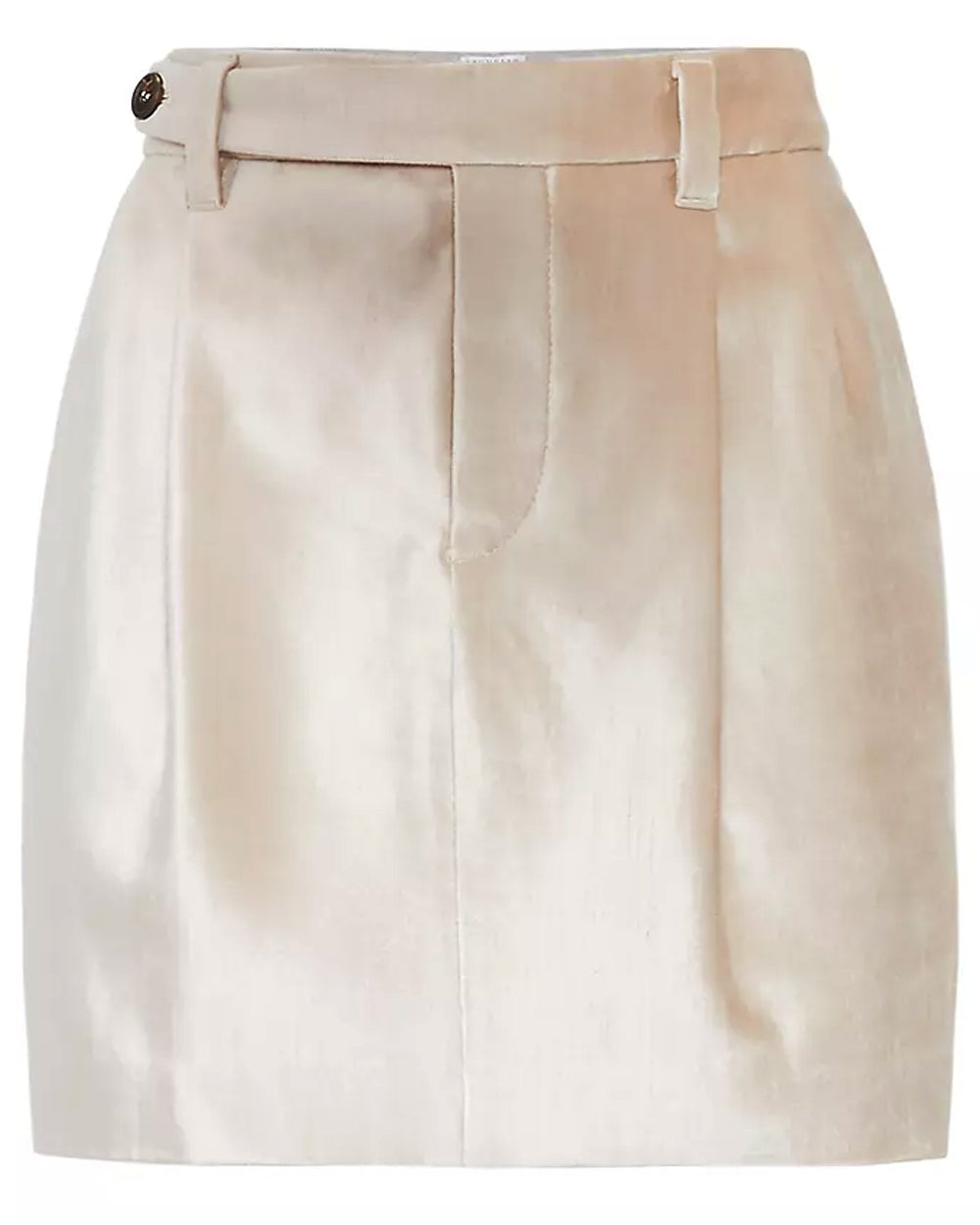 Beige Velvet Mini Skirt