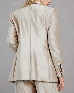 Beige Velvet Single Button Jacket