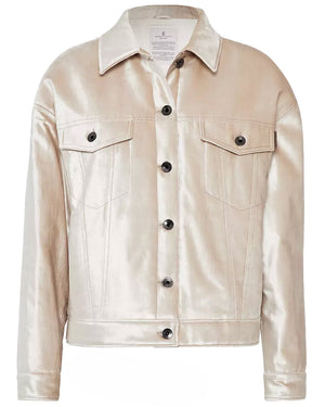 Beige Velvet Trucker Jacket