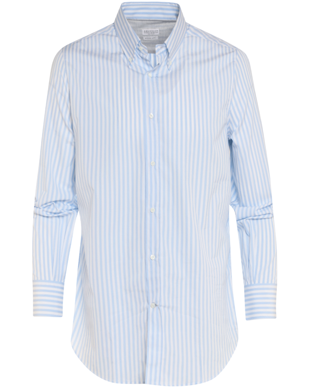 Bianco and Celeste Bengal Striped Cotton Sportshirt