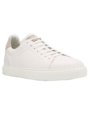 Bicolor Leather Low-Top Sneakers in White