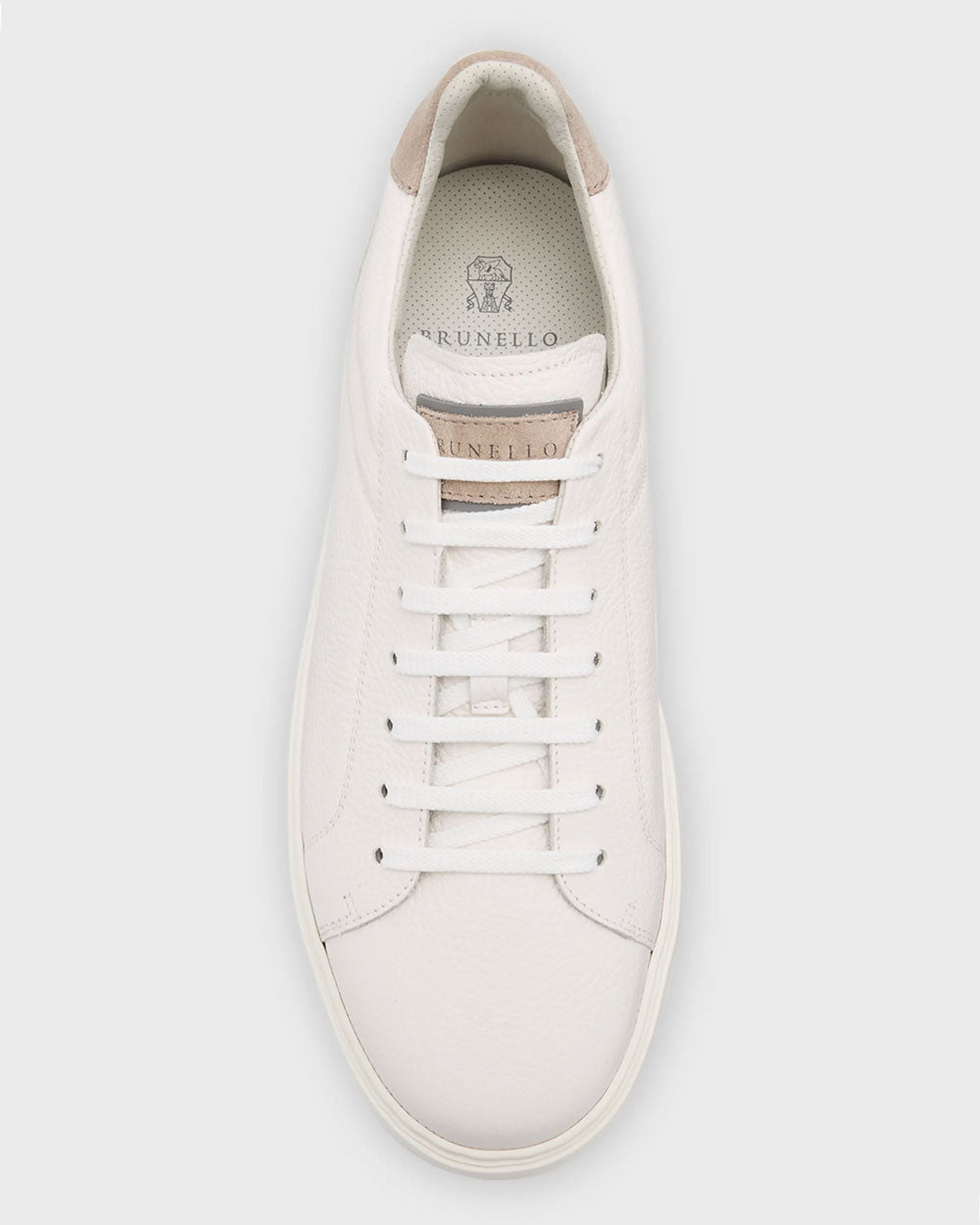 Bicolor Leather Low-Top Sneakers in White