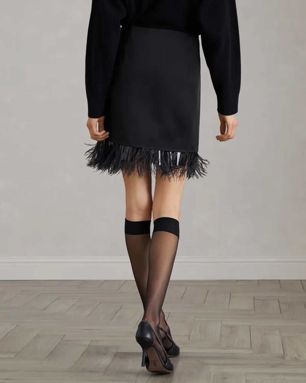 Black Feather Cady Mini Skirt