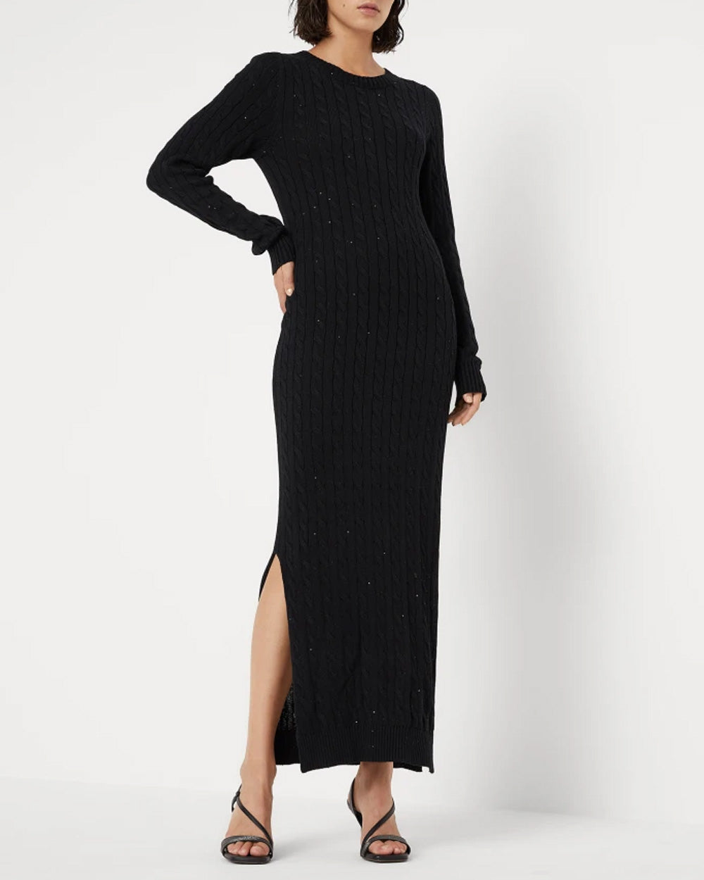 Black Knit Long Sleeve Sweater Dress