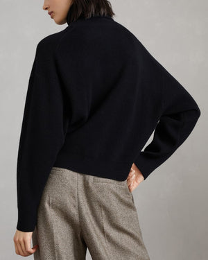 Black Ribbed Cashmere Turtleneck