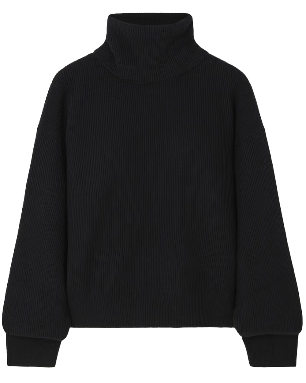 Black Ribbed Cashmere Turtleneck