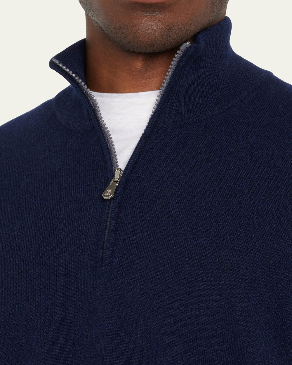 Navy Blue Cashmere Quarter Zip Sweater