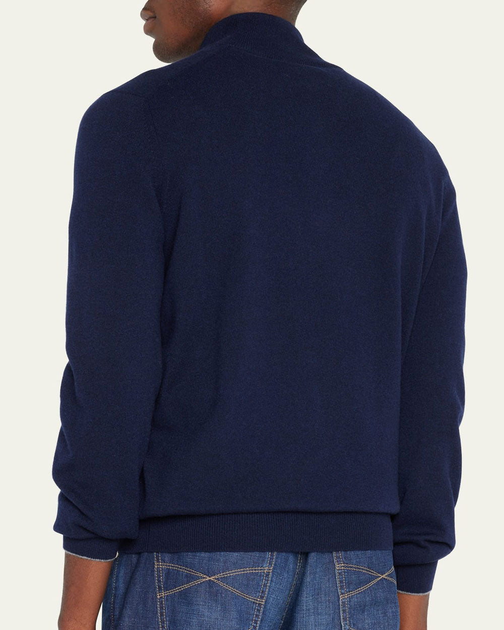 Navy Blue Cashmere Quarter Zip Sweater