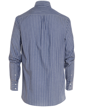 Blue and Bianco Wide Pin Striped Cotton Sportshirt