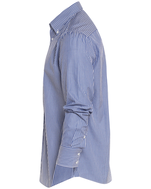 Blue and White Pin Striped Cotton Sportshirt