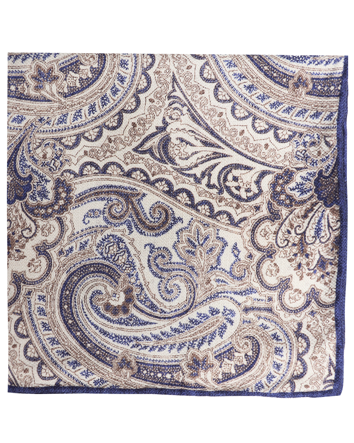 Blue and White Reversible Paisley Silk Pocket Square