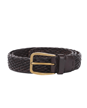 Braided Leather Belt in Dark Brown