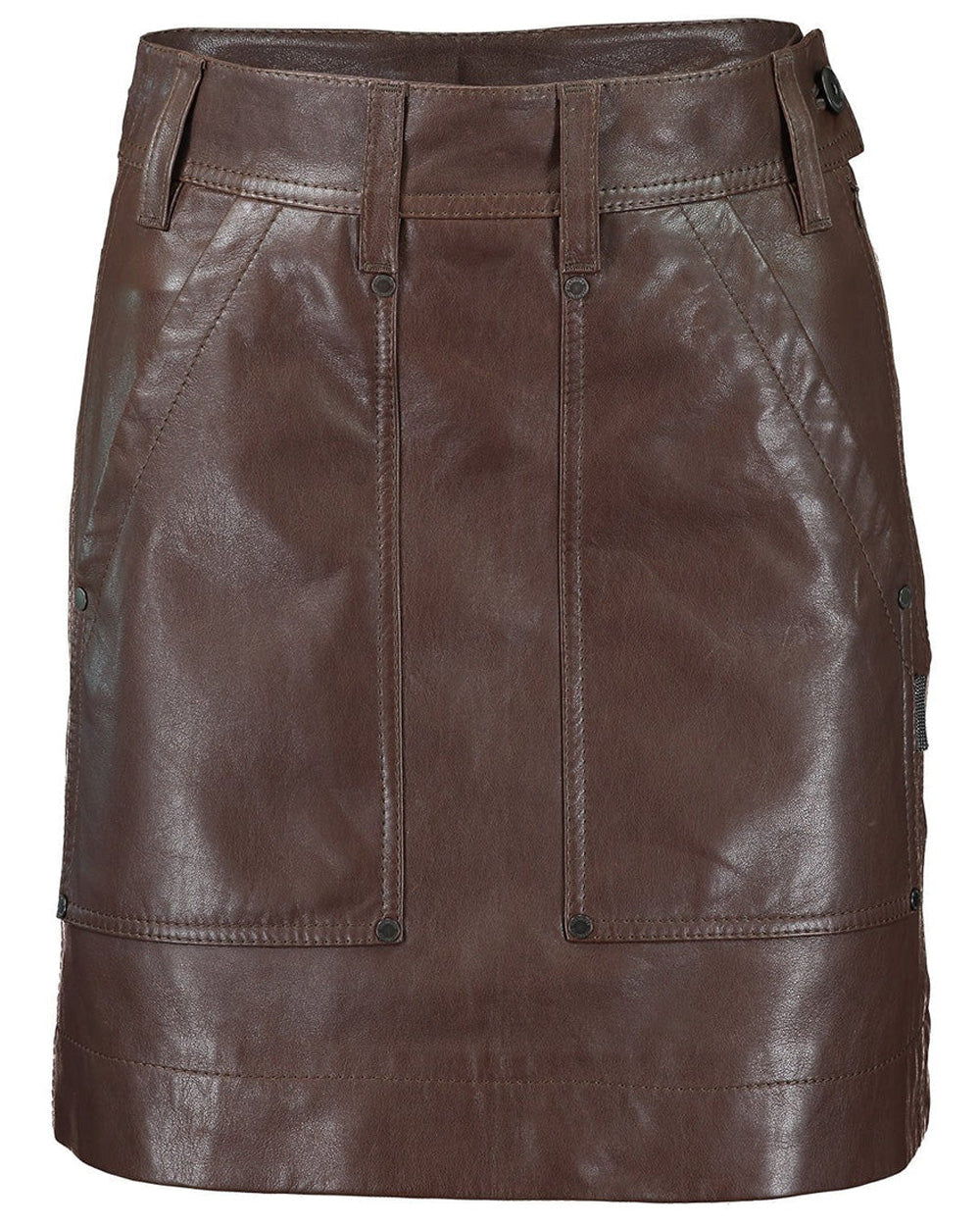 Brown Leather Patch Pocket Mini Skirt