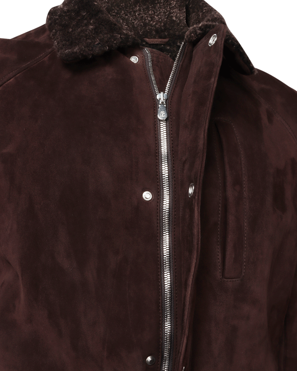 Brown Shearling Suede Field Jacket