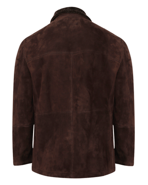 Brown Shearling Suede Field Jacket