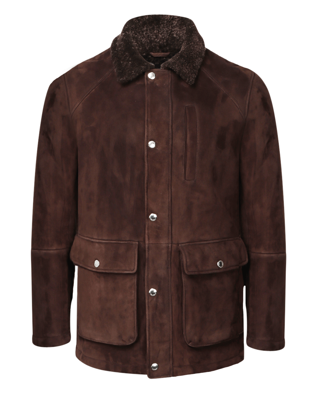 Brown Shearling Suede Field Jacket