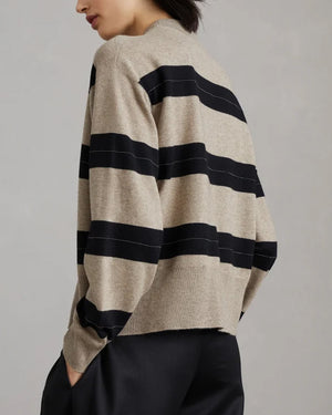 Brown Stripe Mockneck Sweater