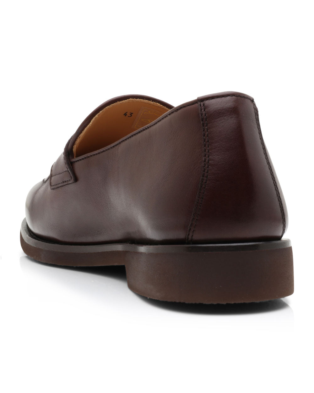 Buffed Calfskin Penny Loafer in Brown