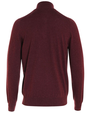 Burgundy Cashmere Quarter Zip Sweater