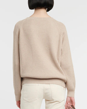 Camel Sea Island Cotton Ribbed Knit Top