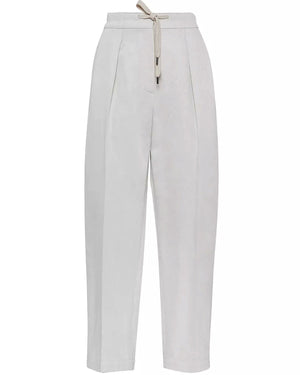 Chalk Single Pleat Drawstring Pant